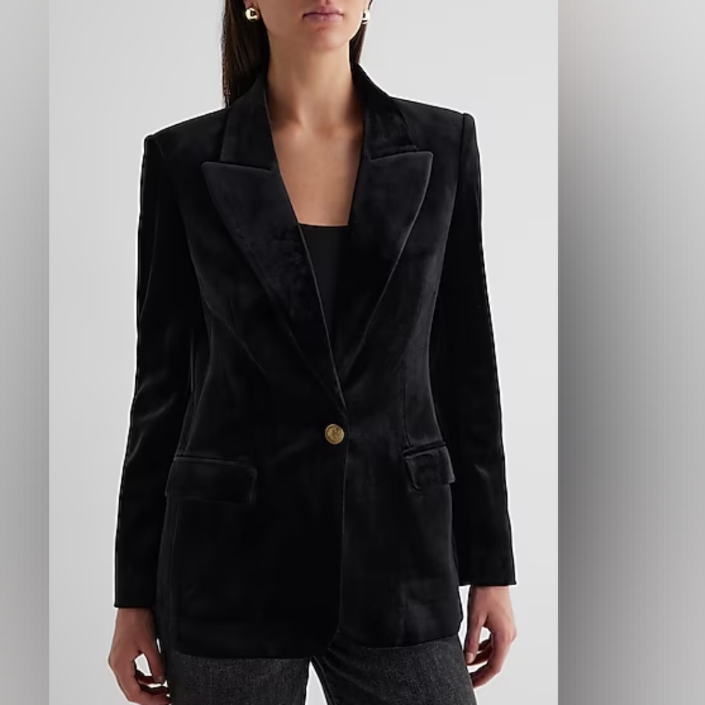 EXPRESS: Velvet One Button Lapel Blazer